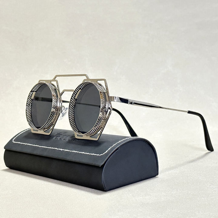 Zaki™ | Steampunk Hexagonal Sunglasses