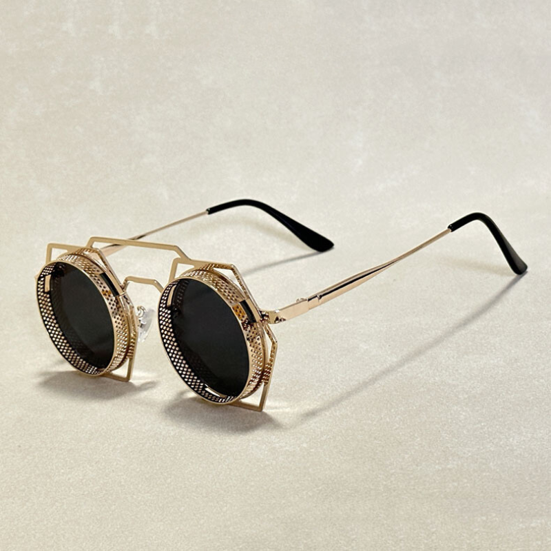Zaki™ | Steampunk Hexagonal Sunglasses